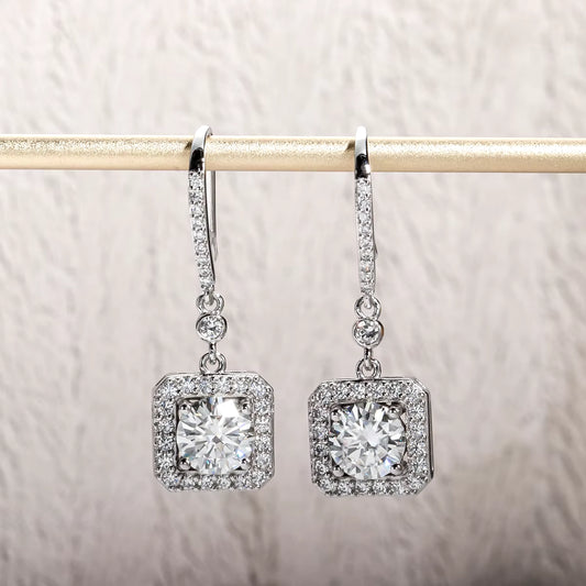 Anujewel 1 Carat Cushion D Color Moissanite Drop Earrings 925 Sterling Silve Hook Earrings for Woman Gifts Wholesale