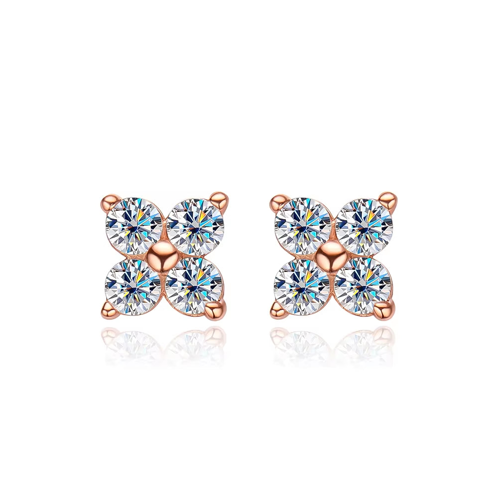 D VVS1 round Moissanite Stud Earrings for Women Man 4 Stones Classic S925 Sterling Silver Earring with GRA Gift Jewelry