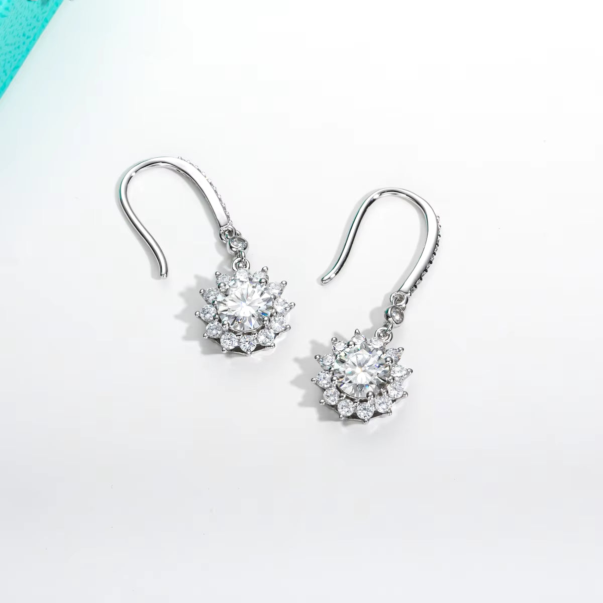 Anujewel 1 Carat Sunflower D Color Moissanite Drop Earrings 925 Sterling Silve Flower Hook Earrings for Woman Gifts Wholesale