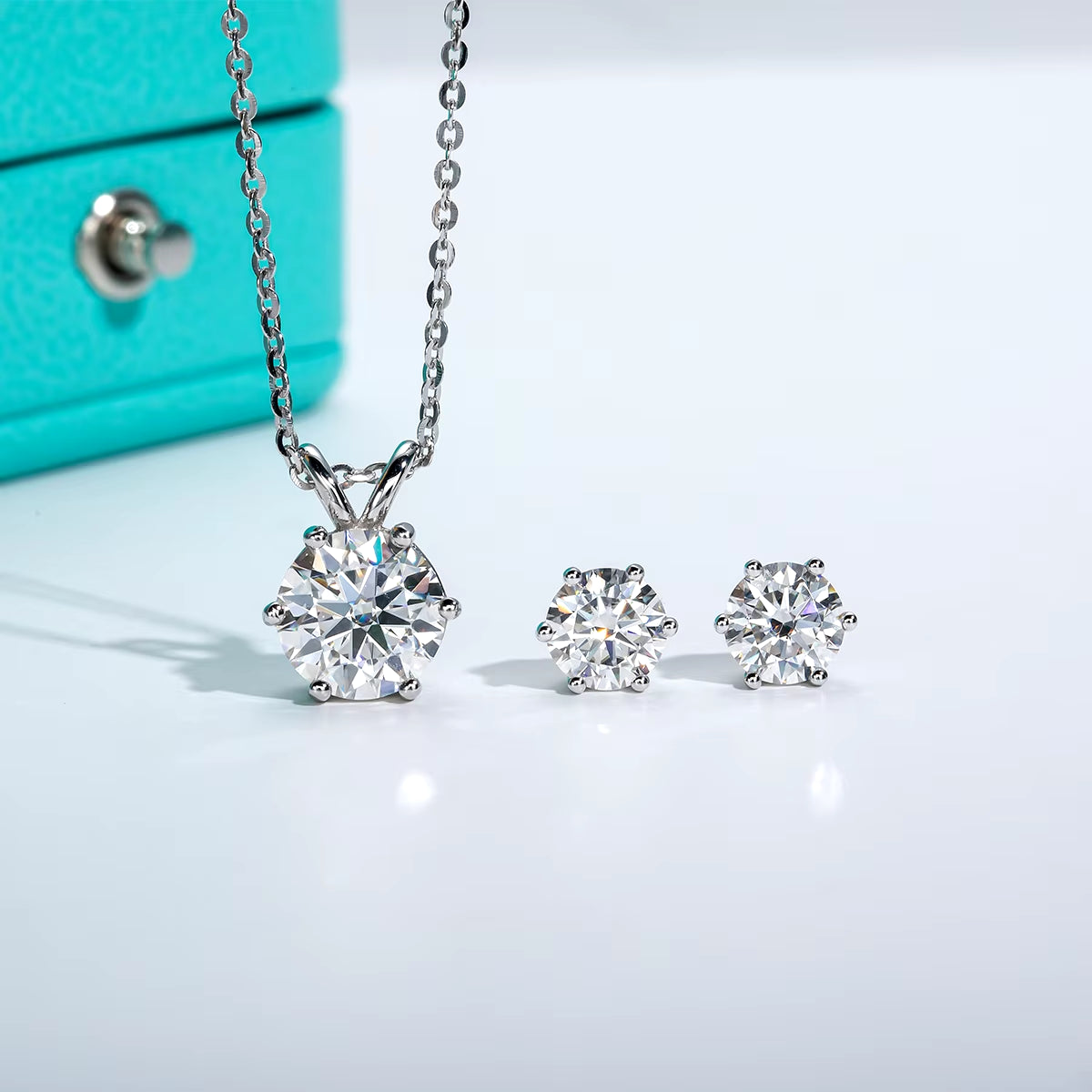 Anujewel 3Ct Moissanite Necklace 1Ct Moissanite Earrings 925 Sterling Silver Jewelry Bridal Sets Wholesale for Women