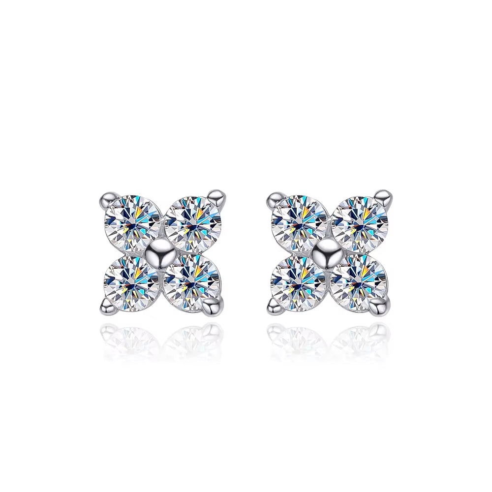 D VVS1 round Moissanite Stud Earrings for Women Man 4 Stones Classic S925 Sterling Silver Earring with GRA Gift Jewelry