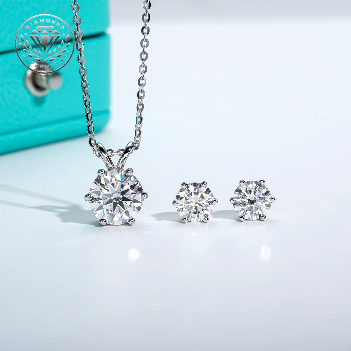 Anujewel 3Ct Moissanite Necklace 1Ct Moissanite Earrings 925 Sterling Silver Jewelry Bridal Sets Wholesale for Women